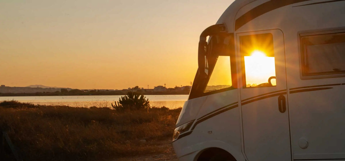 Motorhome in sunset