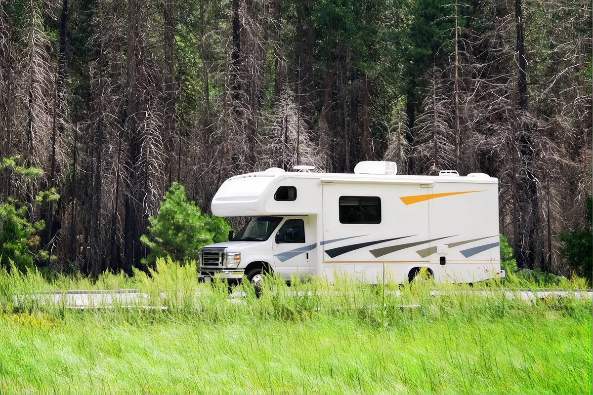 RV parked in a scenic outdoor location