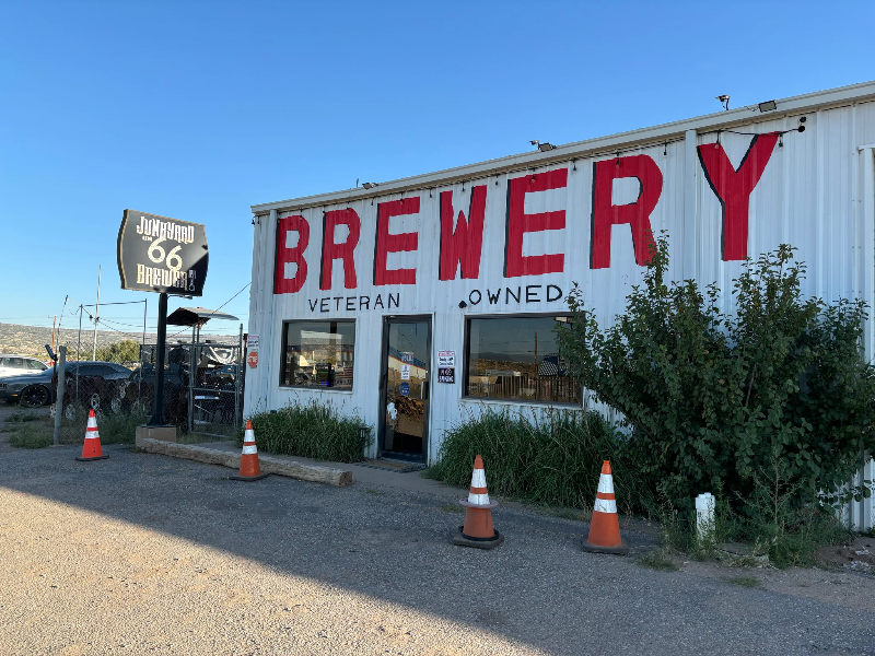 RV Overnights stop along route 66 in New Mexico. Junkyard Brewery is veteran owned.