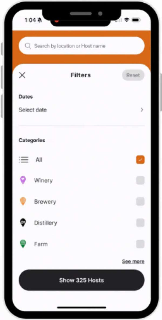 RV Overnights App Filters