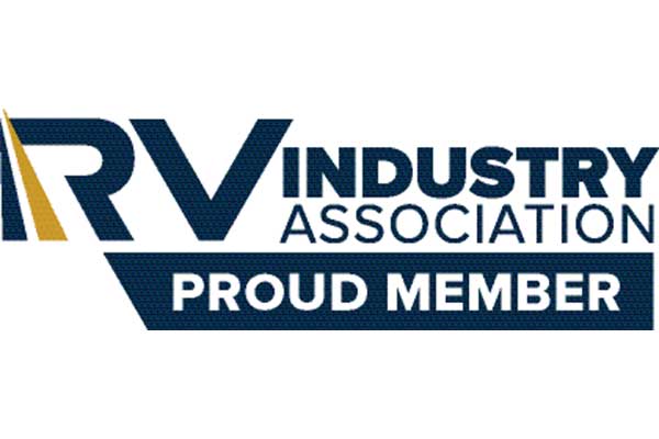 Logo of RV Industry Association with text 'Proud Member' on a white background