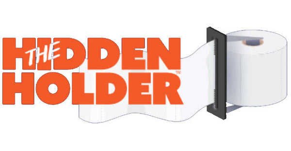 The Hidden Holder with a hidden roll of toilet paper on a white background